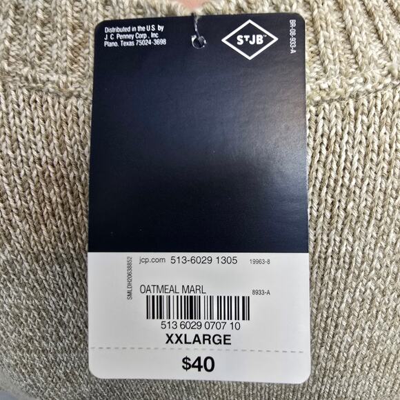 NWT St. John's Bay Sweater Men XXL 2XL Crew Neck Cotton Oatmeal Marl - Picture 9 of 13